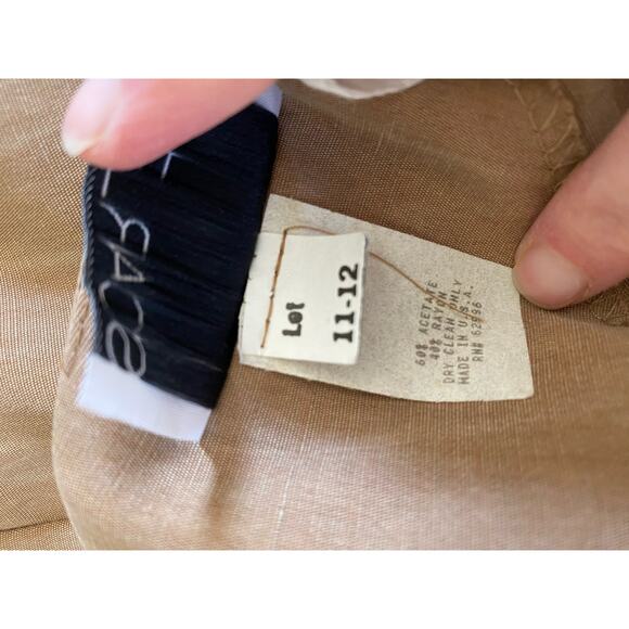 Vintage 80's Metal Beaded Studded Wrap Skirt Tulip Hem Tan Dress NWT size 11/12 - Picture 9 of 11